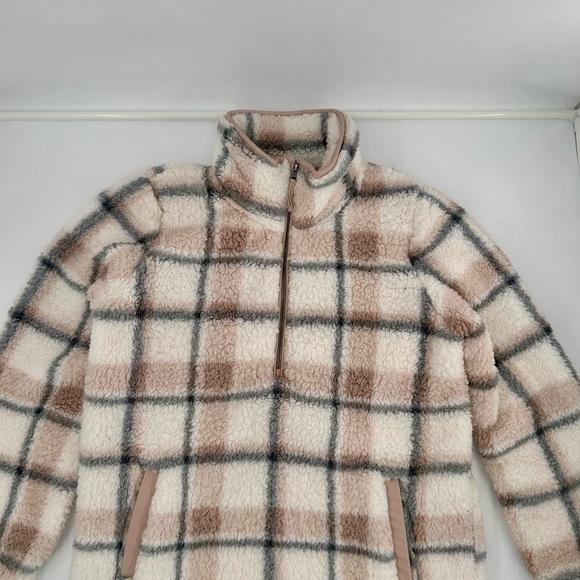 Abercrombie & Fitch Plaid / Sherpa Fleece / Quarter-Zip/ Jacket Pullover - Picture 1 of 10